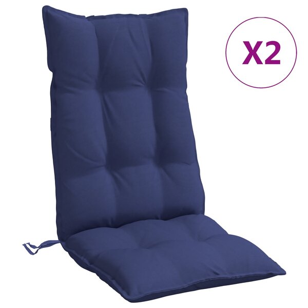 vidaXL Coussins de chaise à dossier haut lot de 2 bleu marine