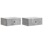 vidaXL Cabinet de chevet mural 2 Pièces Gris béton 49 x 34 5 x 20 cm