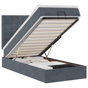 vidaXL Cadre de lit ottoman avec matelas gris foncé 100x200 cm velours