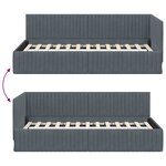 vidaXL Cadre de lit d'angle Gris foncé 100 x 200 cm Velours