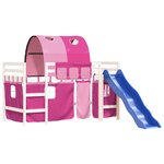 vidaXL Lit mezzanine enfants avec tunnel sans matelas rose 90x200 cm