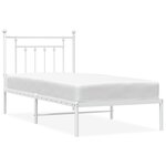 vidaXL Cadre de lit métal sans matelas avec tête de lit blanc 90x190cm