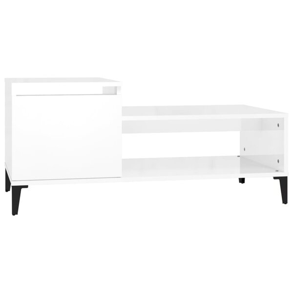 vidaXL Table basse Blanc brillant 100x50x45 cm Bois d'ingénierie