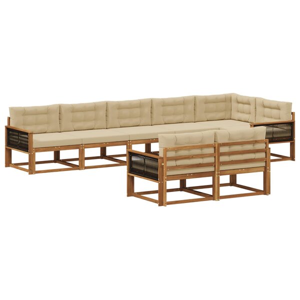 vidaXL Ensemble de canapés d'extérieur 8 pc Naturel et Beige