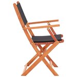 vidaXL Chaises pliables de jardin 2 Pièces Noir Eucalyptus et textilène