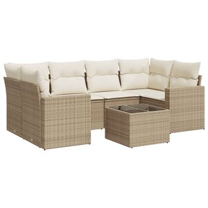 vidaXL Salon de jardin avec coussins 7 Pièces beige résine tressée