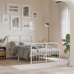 vidaXL Cadre de lit métal sans matelas et pied de lit blanc 120x190 cm