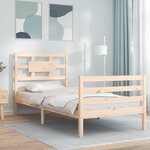 vidaXL Cadre de lit avec tête de lit 90x200 cm bois massif