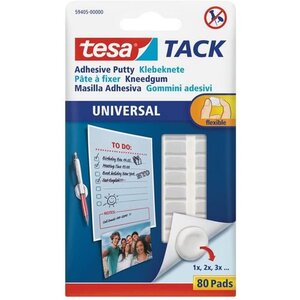TACK Pâte à fixer UNIVERSAL 80 pastilles 9x12mm amovible blanc TESA