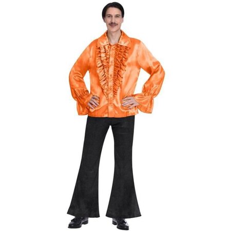 Costume adulte chemise satinée orange taille petite