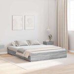 vidaXL Cadre de lit avec rangement Sonoma gris 140 x 190 cm