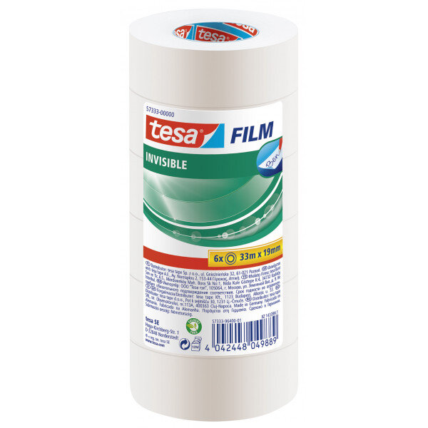 Lot de 6 rubans adhésif invisble tesa 33m x 19mm