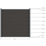 Kit clôture h1.85m philly gris bois composite l5.68 m