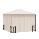 vidaXL Tonnelle avec parois et toit double 3x3 m Crème