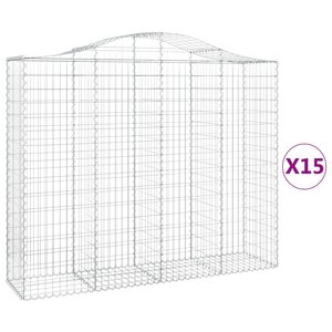 vidaXL Paniers à gabions arqués 15 Pièces 200x50x160/180 cm Fer galvanisé