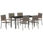 vidaXL Ensemble de salle à manger pour jardin 7 Pièces Gris Poly rotin