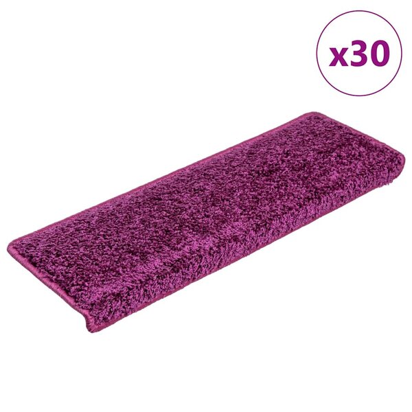vidaXL Tapis d'escalier 30 pièces 65 x 21 x 4 cm Violet Bord rectangulaire