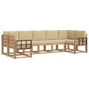 vidaXL Ensemble de canapés d'extérieur 7 Pièces Blanc et Beige