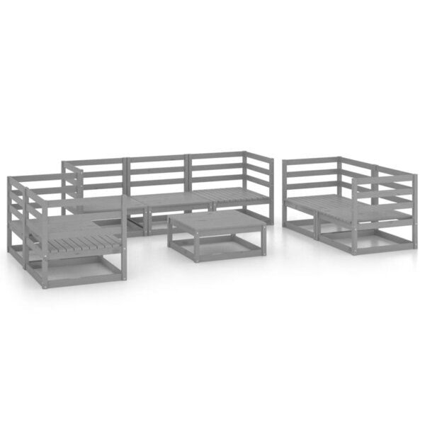 vidaXL Salon de jardin 8 Pièces gris bois de pin massif