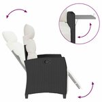 vidaXL Chaise de jardin inclinable avec table d'appoint noir polyrotin