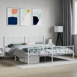 vidaXL Cadre de lit métal avec tête de lit/pied de lit blanc 183x213cm