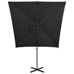 vidaXL Parasol déporté avec mât et lumières LED Noir 250 cm