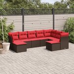 vidaXL Salon de jardin avec coussins 9 Pièces marron résine tressée
