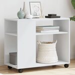 vidaXL Table d'appoint avec roues blanc 70x35x60 cm bois d'ingénierie