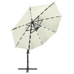 vidaXL Parasol déporté avec mât et lumières LED Sable 300 cm