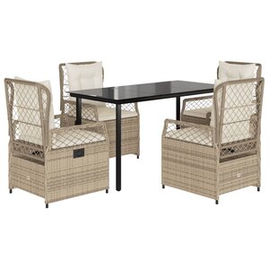 vidaXL Ensemble à manger de jardin avec coussins 5Pièces Beige poly rotin