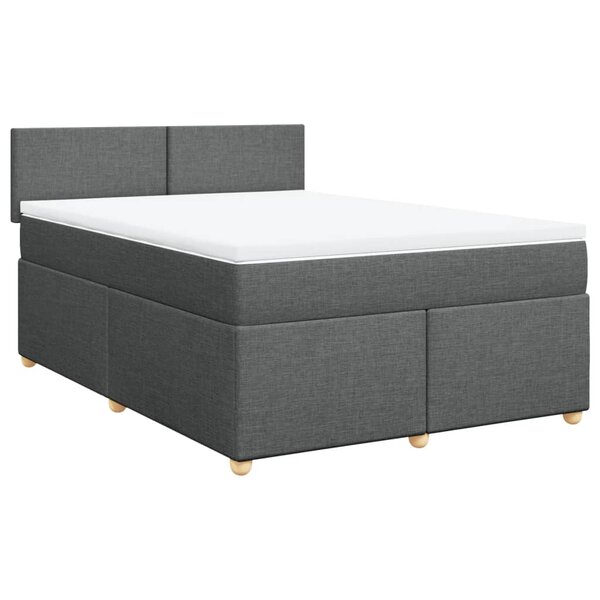 vidaXL Sommier à lattes de lit avec matelas Gris foncé 140x190cm Tissu