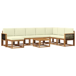 vidaXL Ensemble de canapés d'extérieur 9 pc Naturel et Crème