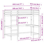vidaXL Lit superposé avec bureau blanc 90x190 cm bois de pin massif