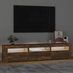 vidaXL Meuble TV avec lumières LED Chêne fumé 180x35x40 cm