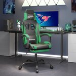 vidaXL Chaise de jeu avec repose-pied Noir et vert Similicuir