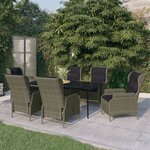 vidaXL Ensemble de salle à manger de jardin 7 Pièces Marron