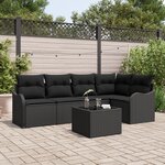 Ensemble de Canapé de Jardin 6 Pièces avec Coussins Beige Poly Rattan