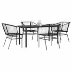 vidaXL Ensemble à manger de jardin 5 Pièces noir résine tressée verre