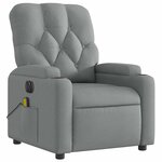 vidaXL Fauteuil de massage inclinable électrique gris clair tissu
