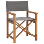vidaXL Chaise de metteur en scène Bois de teck solide Gris