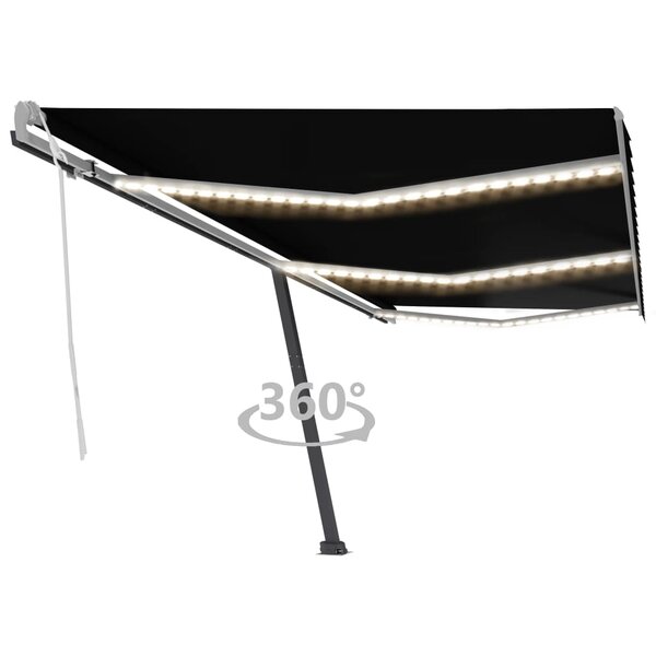 vidaXL Auvent manuel rétractable avec LED 600x350 cm Anthracite