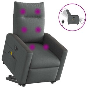 vidaXL Fauteuil inclinable de massage électrique Gris foncé Tissu