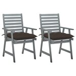 vidaXL Chaises à manger d'extérieur lot de 2 et coussins Acacia massif