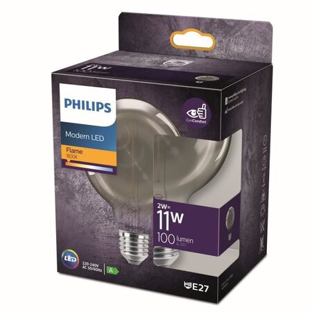 Philips ampoule led equivalent 11w e27 smoky blanc chaud non dimmable  verre