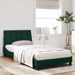 vidaXL Lit avec matelas Hanko vert foncé 100x200 cm velours