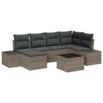 vidaXL Ensemble de canapé de jardin avec coussin 7 Pièces Gris Poly rotin
