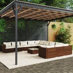 Vidaxl salon de jardin 12 pièces avec coussins résine tressée marron