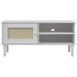 vidaXL Meuble TV SENJA aspect rotin blanc 106x40x49cm bois massif pin