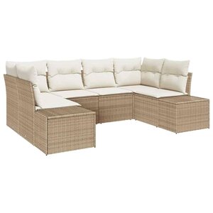 vidaXL Ensemble de canapé de jardin 6 Pièces Beige et crème Poly rotin