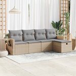 vidaXL Salon de jardin avec coussins 5 Pièces beige résine tressée